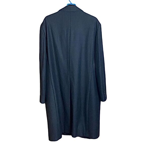 Vintage John McCoy Men’s Wool Overcoat Dark Blue Italy Size 46L EU 56L Long Coat - Picture 7 of 7